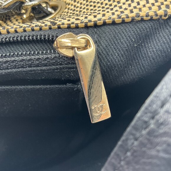 Chanel Tan / Black 2011 Raffia Flap Bag - Picture 13 of 15